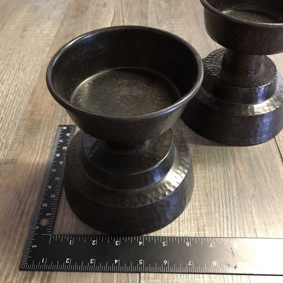 Pottery Barn Pounded Bronze Pillar Holder Set of 2 - Picture 8 of 11